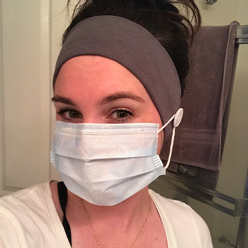 Nurses post their thanks for receiving headbands and masks from the Concordia Nursing Student Association